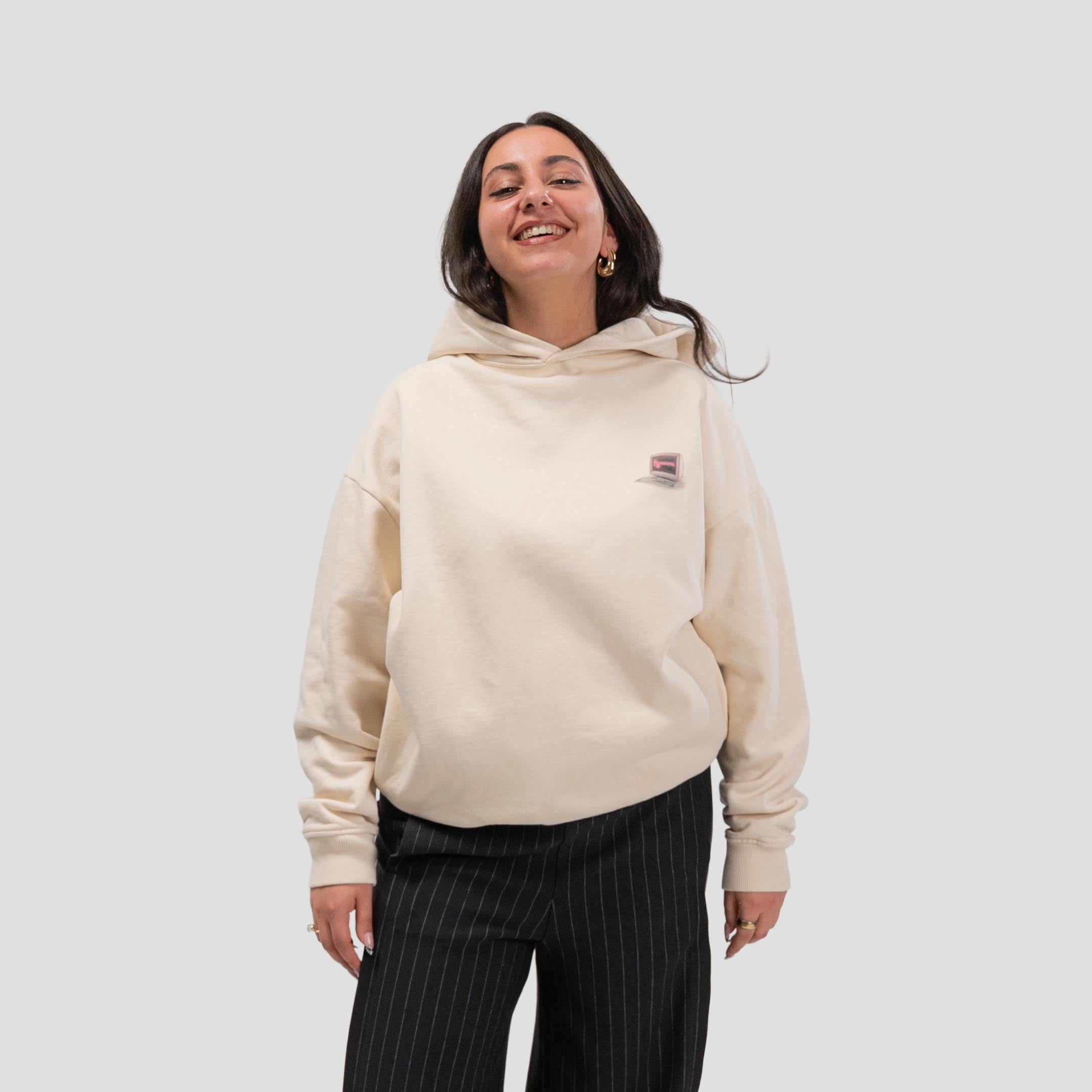 Office Desk Hoodie Bone-White