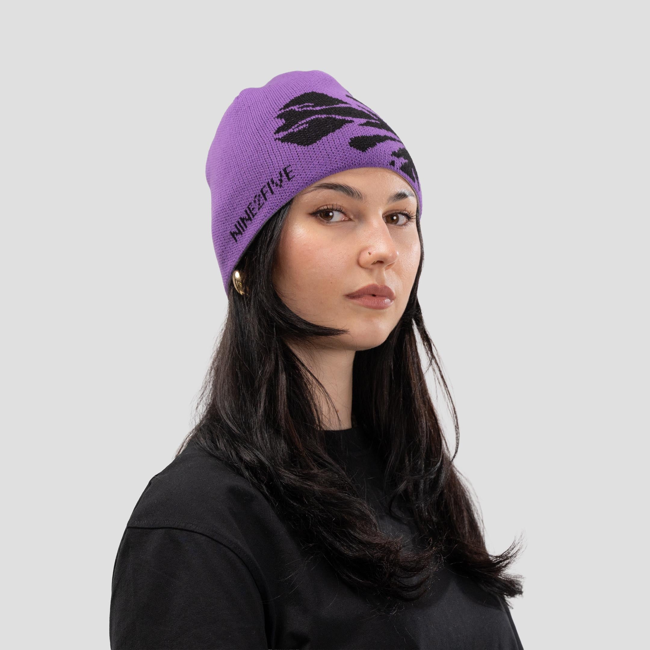 Reversible Beanie Purple & Grey