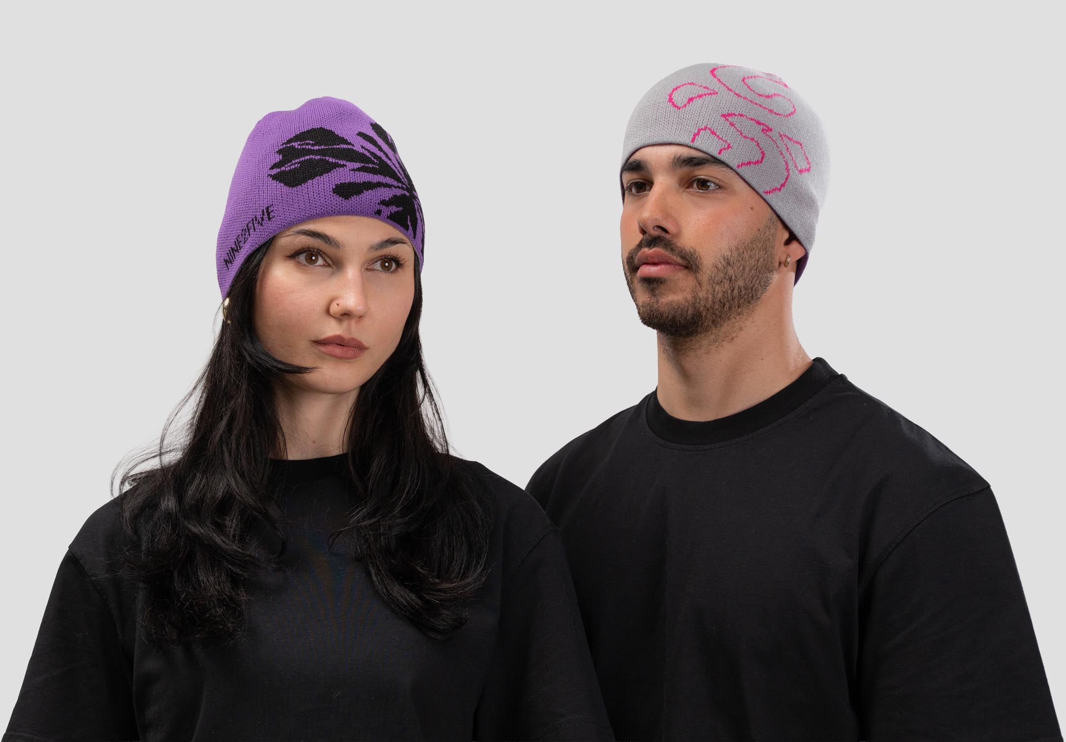 Reversible Beanie Purple & Grey