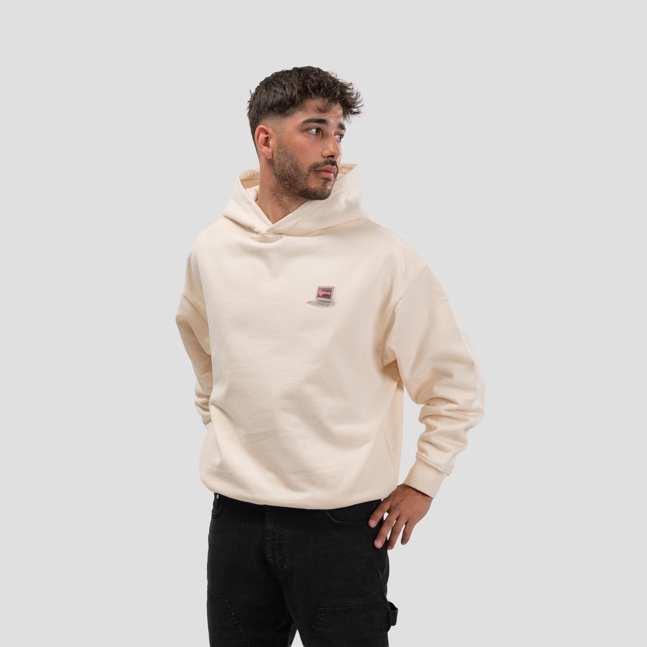 Office Desk Hoodie Bone-White