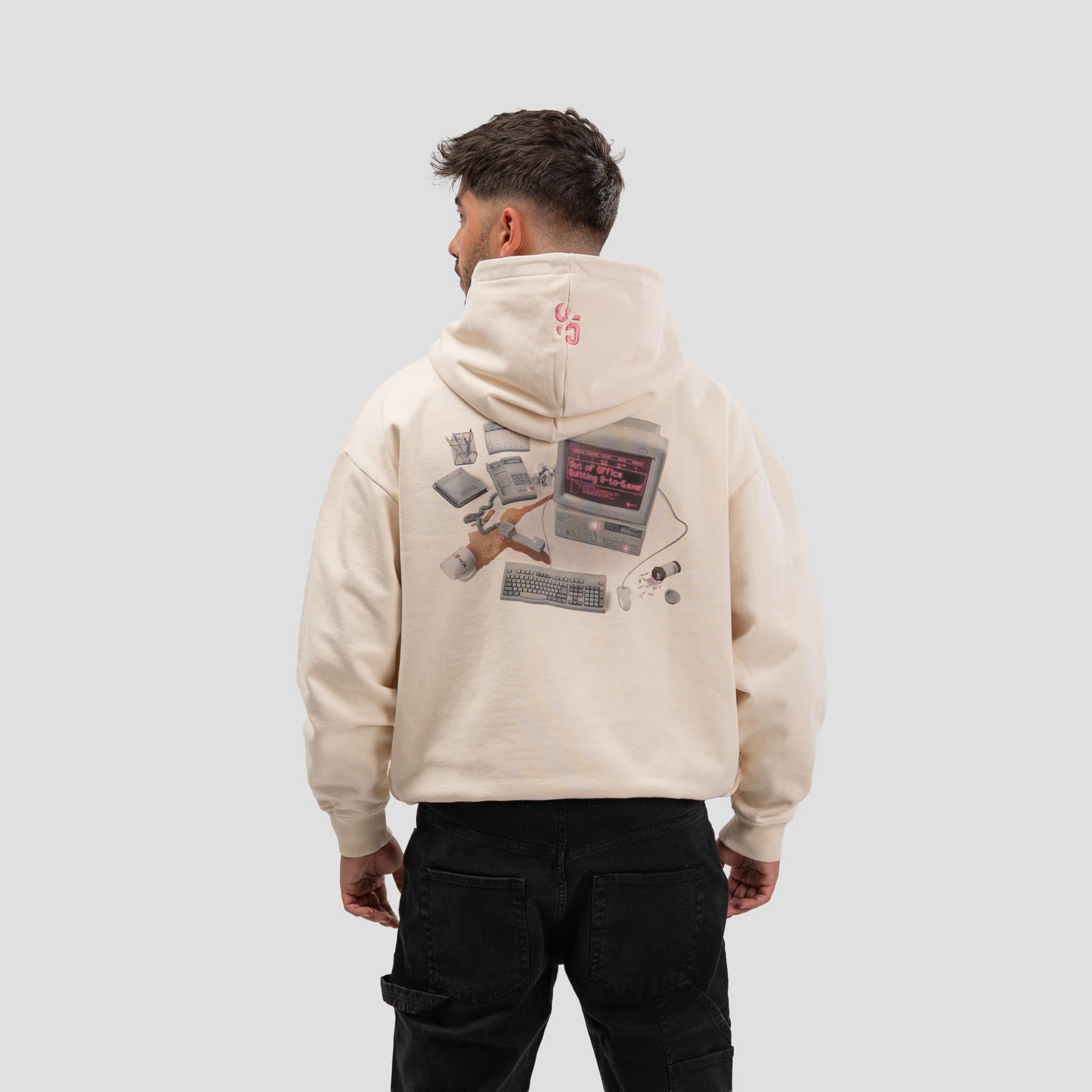 Office Desk Hoodie Bone-White
