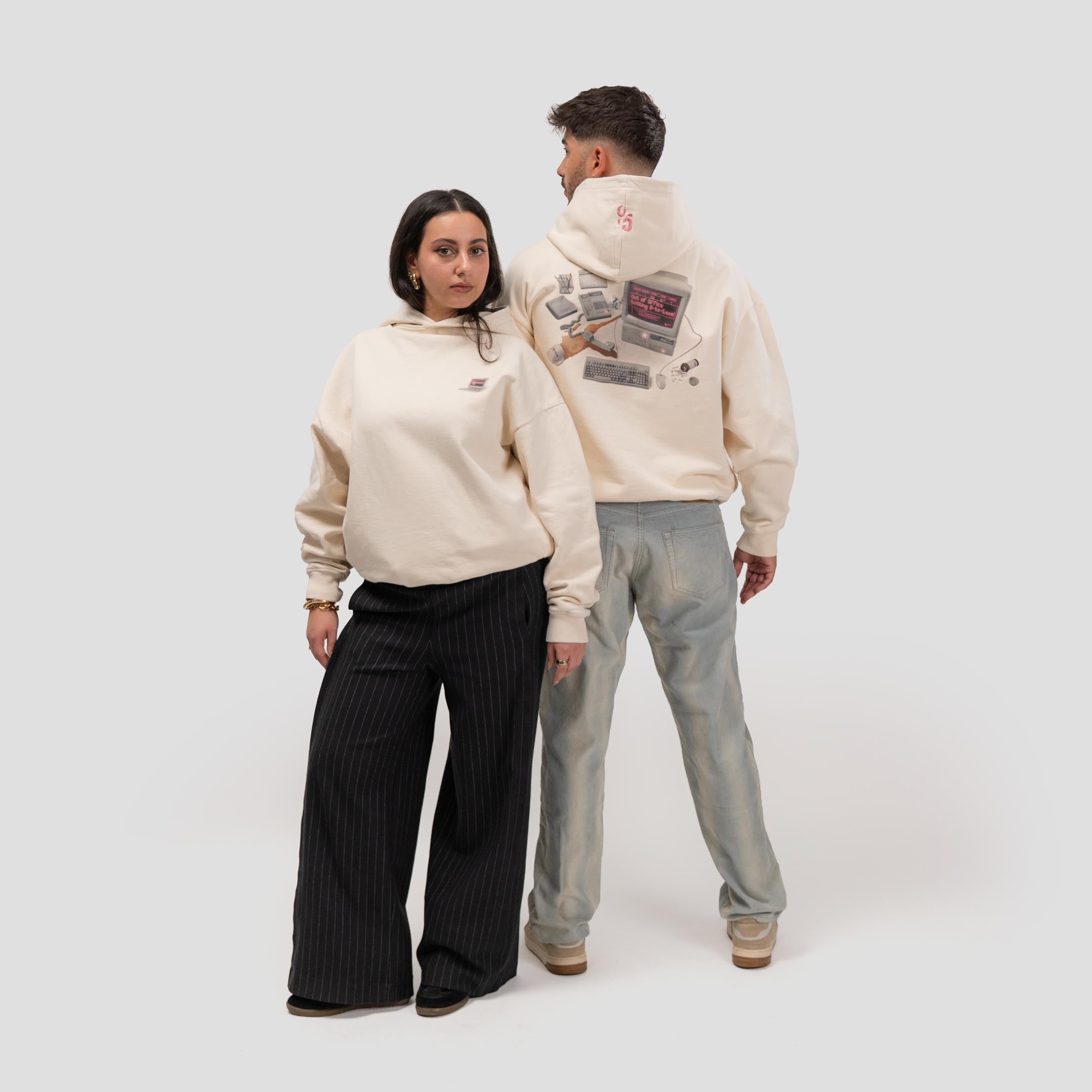 Office Desk Hoodie Bone-White